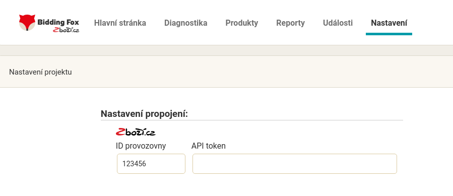 Nastavenie prepojenia v Bidding Foxe.