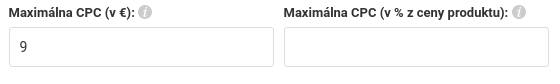 Možnosti nastavení maximální CPC
