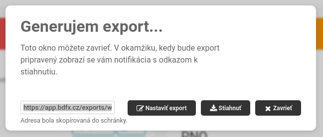 Možnosti exportu